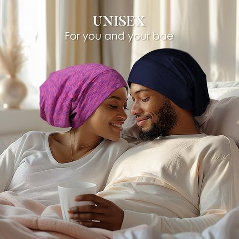 LULUSILK 100% Mulberry Silk Lined Sleep Cap Silk Bonnet for Sleeping, No More Frizzy Tangled Hair, Stay On All Night Adjustable Silk Hair Wrap for Sleeping, Navy Blue, Pack of 1
