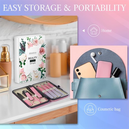 Precision Tweezers Nail Clippers Kit for Facial Hair, Lashes - Travel Case Included