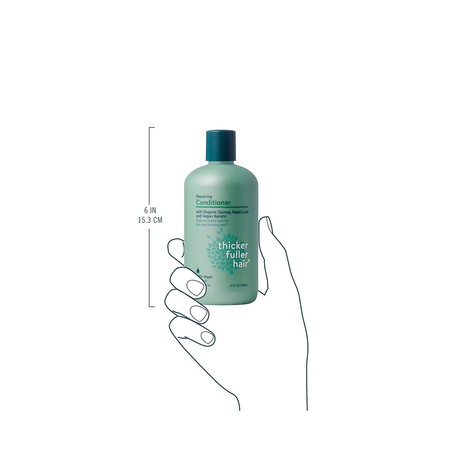 Thicker Hair Care Thicker Fuller Hair Repairing Conditioner, 12 Oz, Green (819933011744)
