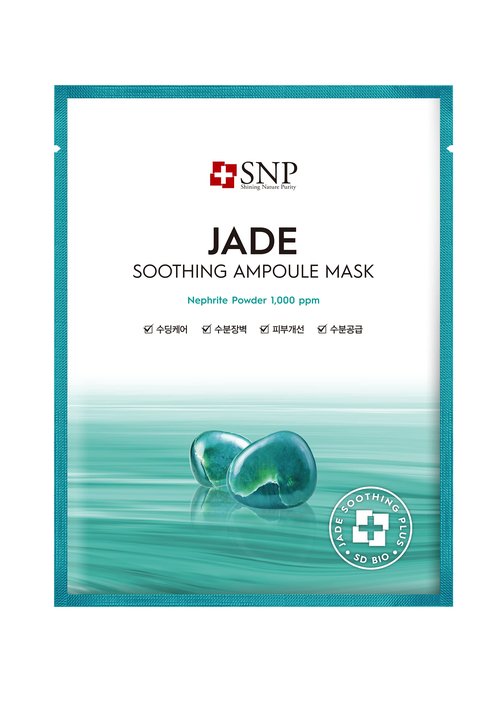 [K Beauty Snp] Jade Soothing Ampoule Sheet Mask | Cleansing and Purifying All Sensitive Skin Types | Calming, Hydrating, and Moisturizing Facial Skin | Korean Face Masks Skincare | 10 Sheets