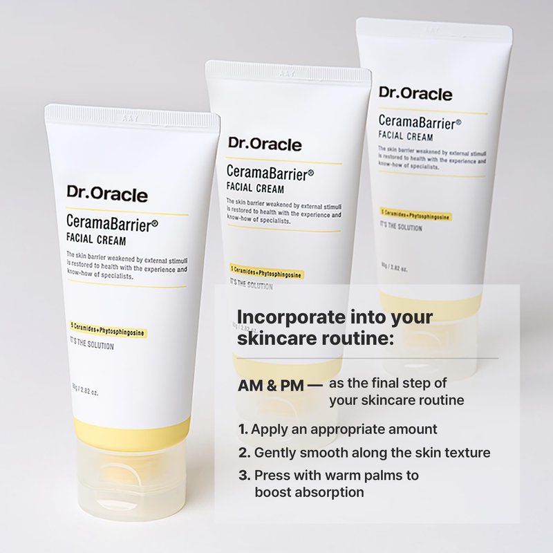 DR.ORACLE CeramaBarrier Facial Cream – Triple Lipid Barrier Support Moisturizer with Ceramides, Cholesterol & Fatty Acids for Dry & Sensitive Skin, Korean Skincare, 2.82 fl oz
