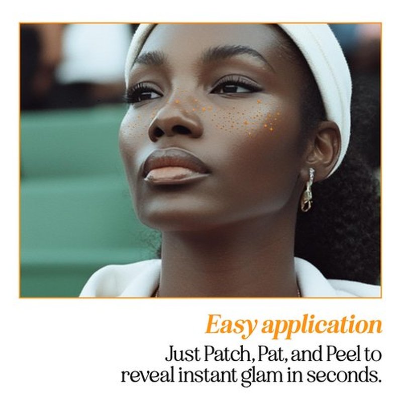 Fazit Makeup Patches - Face Makeup Patches - Beauty Face Makeup - Orange Speckles - Waterproof Orange Speckles - Temporary Face Orange Speckles for Women - 6 Count