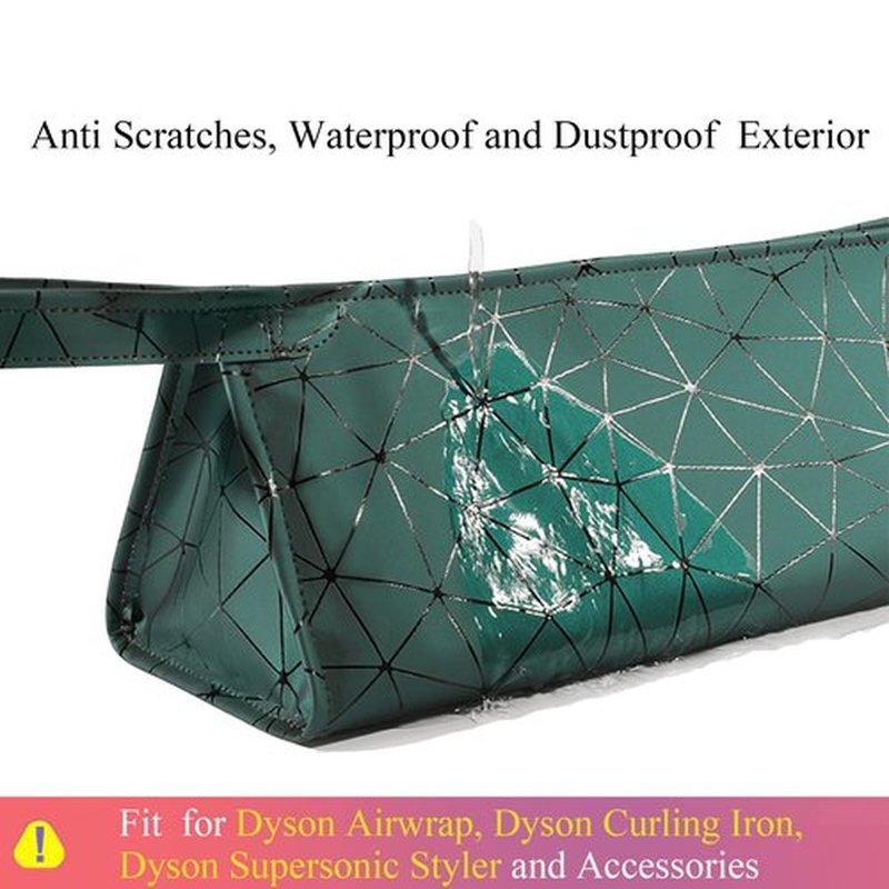 BAGCRAZY Leather Travel Case Travel Case Compatible with Dyson Airwrap Styler, Portable Waterproof Dyson Airwrap Travel Case, Airwrap Organizer Bag for Shark FlexStyle Attachments Storage, Dark Green