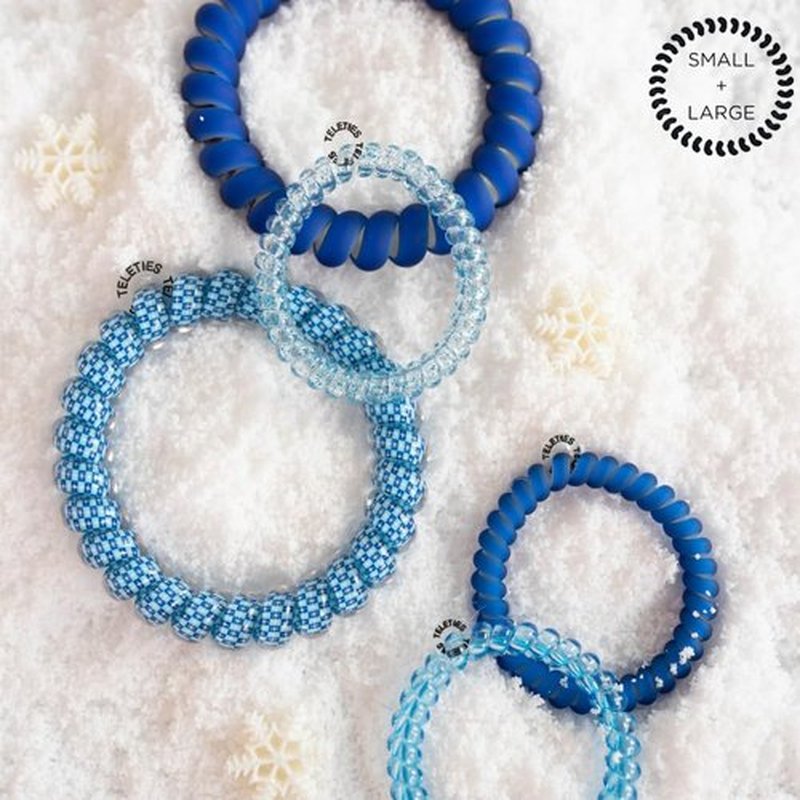 TELETIES - Mixed Spiral Hair Coils - Holiday Collection - Ponytail Holder Hair Ties for Women - Phone Cord Hair Ties - Strong Grip, No Rip, Water Resistant, No Crease - Mixed 5 pack - Mazel!