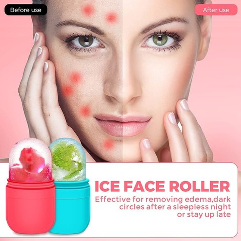 2PCS Ice Roller Mold For Face,Eyes & Neck,Enhance Your Natural Glow,Brighten Your Skin,Reduce Acne & Fine Lines,Shrink Pores,Lubricate Skin,Reusable Facial Treatment,Tightens & Tones Skin,De-Puff Eye