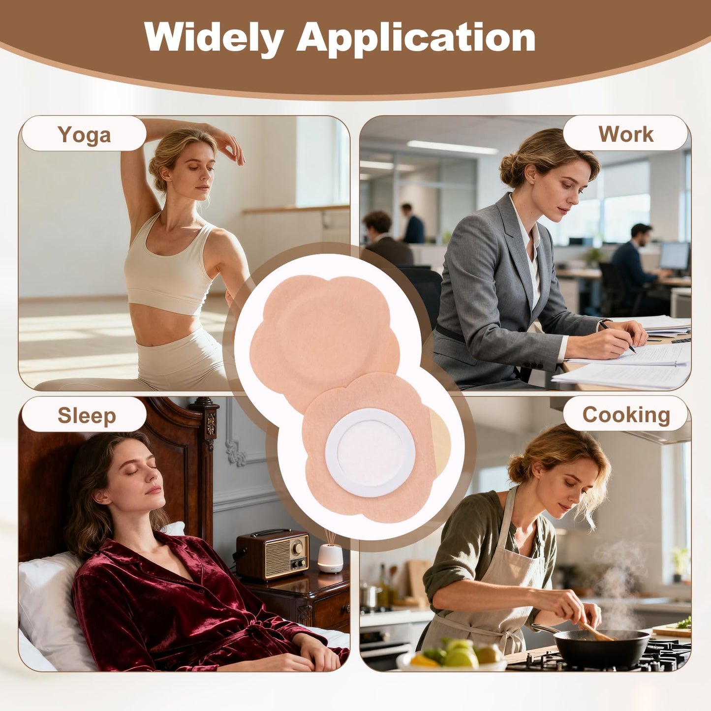 Castor Oil Pack Wraps Disposable Organic Cotton Self-Adhesive Pads for Belly Button, Navel Oil for Belly Button Patch, Castor Oils Packs with Breathable and Portable, 30Pcs(Oil Not Included)