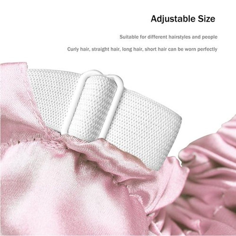 Amamba Shower Cap,100% Real Satin Lined Shower Cap,Extra Large Shower Cap for Women Reusable Waterproof,Adjustable Size&Long Hair Bath Caps（Pink）