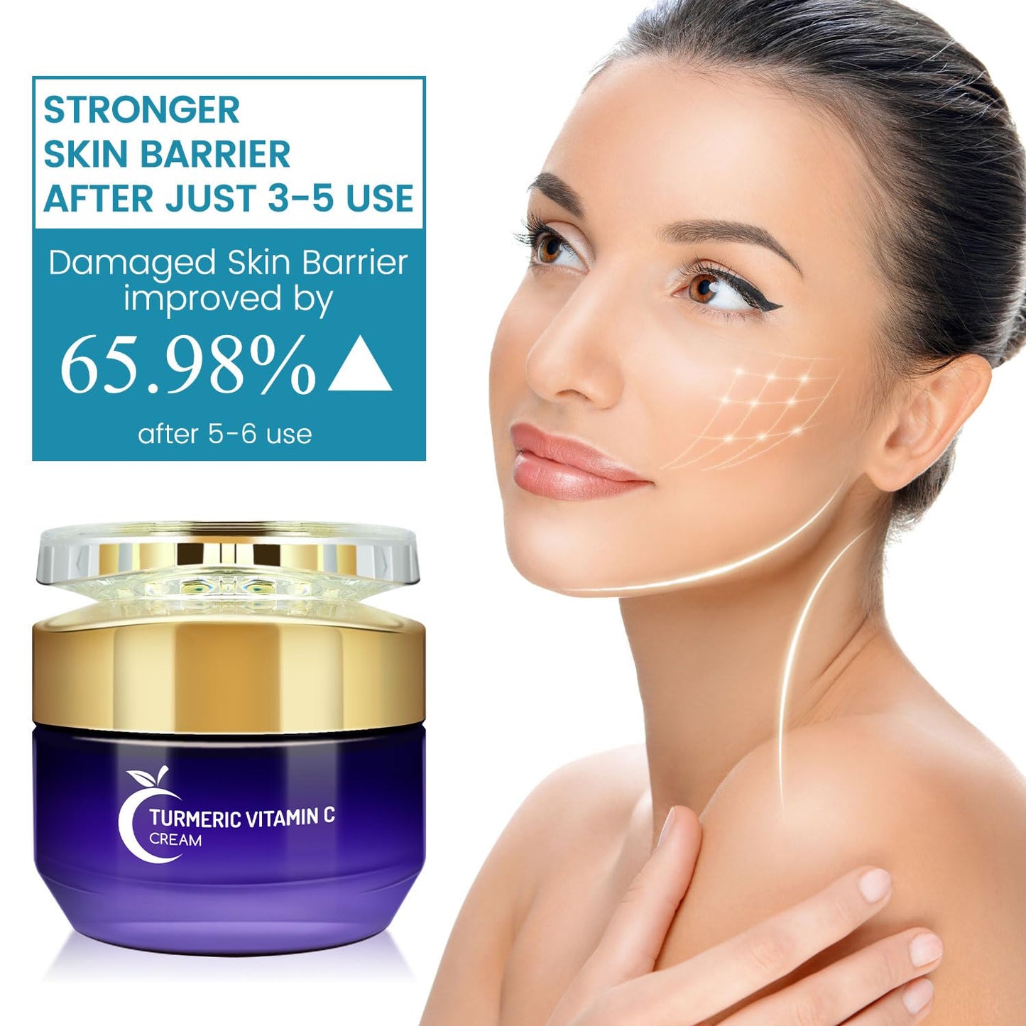 PEGO Turmeric Vitamin C Anti Aging Face Cream,Moisturizing and Hydrating Facial Cream,Anti-Wrinkle, With Turmeric, Jojoba Oil & Hyaluronic Acid, Suitable for All Skin Types 50g