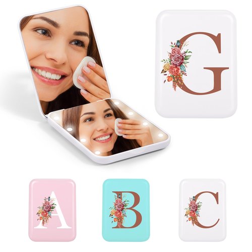 STINI Portable Mirror - Makeup Mirror with Light, Compact Mirror, Small Pocket Mirror, Portable Makeup Mirror 1X/3X Magnification Compact LED Mirror Initial G