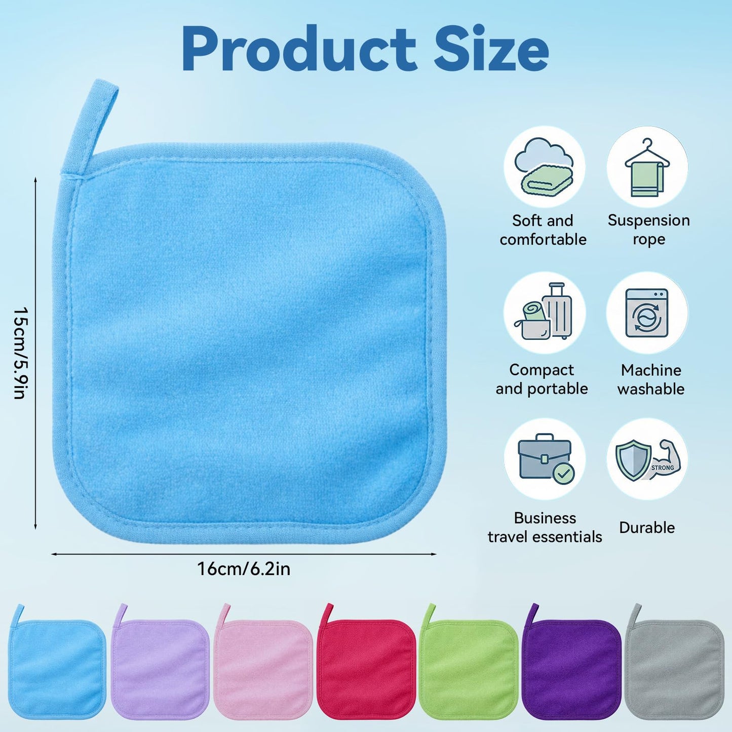 7PCS Makeup Remover Cloth, Makeup Remover Cloth Cleaning Reusable Face Wash Cloths for All Skin Types Face Wash Soft Make up Towels Facial Cleansing Cloths for Women 6" X 6.3"