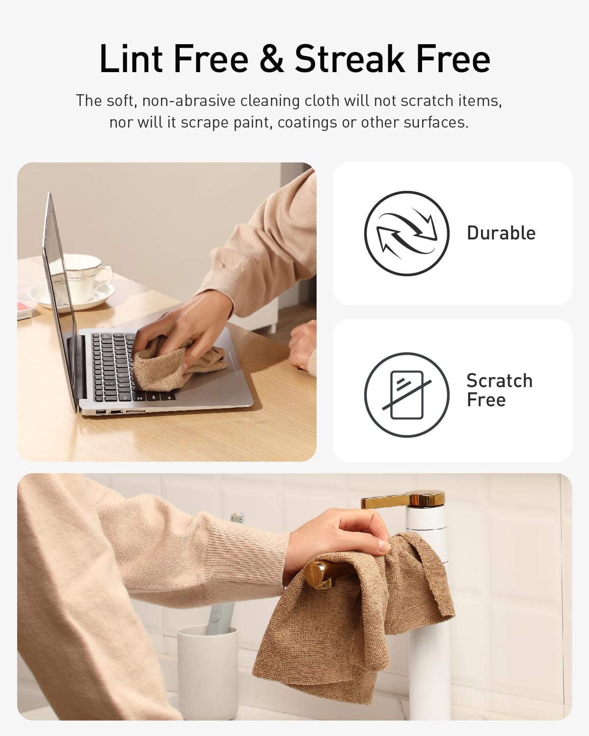 Fantasticlean Microfiber Cleaning Cloth Roll- 75 Sheets, 12" x 12" (TAN)