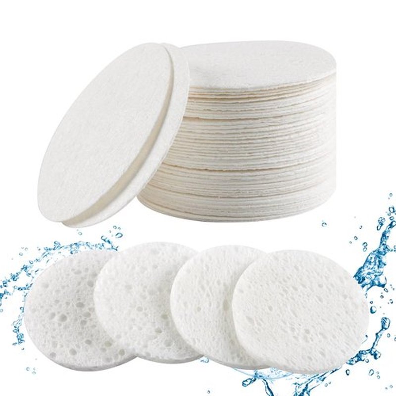 50-Count Compressed Facial Sponges, 100% Natural Cosmetic Spa Sponges for Facial Cleansing for Daily Facial Cleansing, Exfoliating Mask, Makeup Remover. Ideal for Home and Travel. (Milk White)