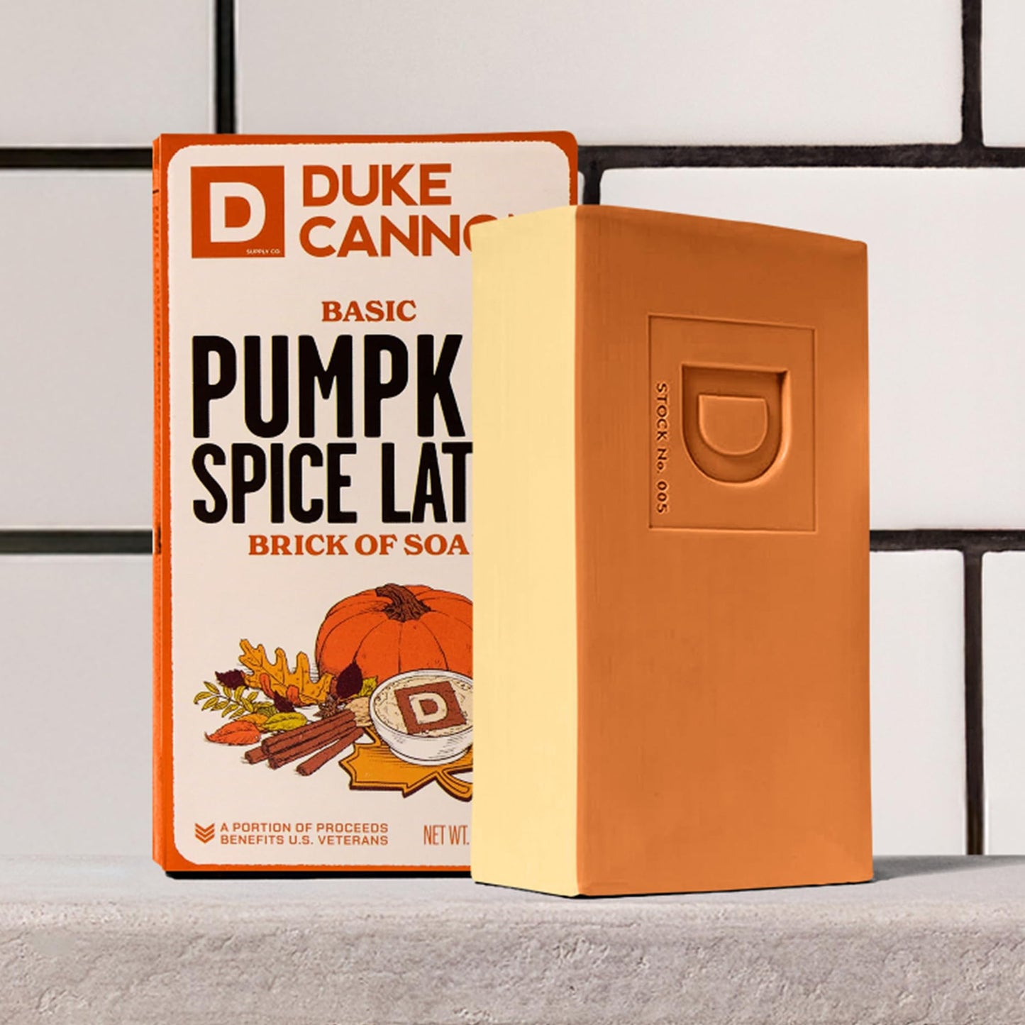 Duke Cannon Supply Co. Pumpkin Spice Latte Bar Soap 3-Pack – Limited Edition 10 oz Big Brick, Masculine Fall Scent, Exfoliating Body Soap for Men
