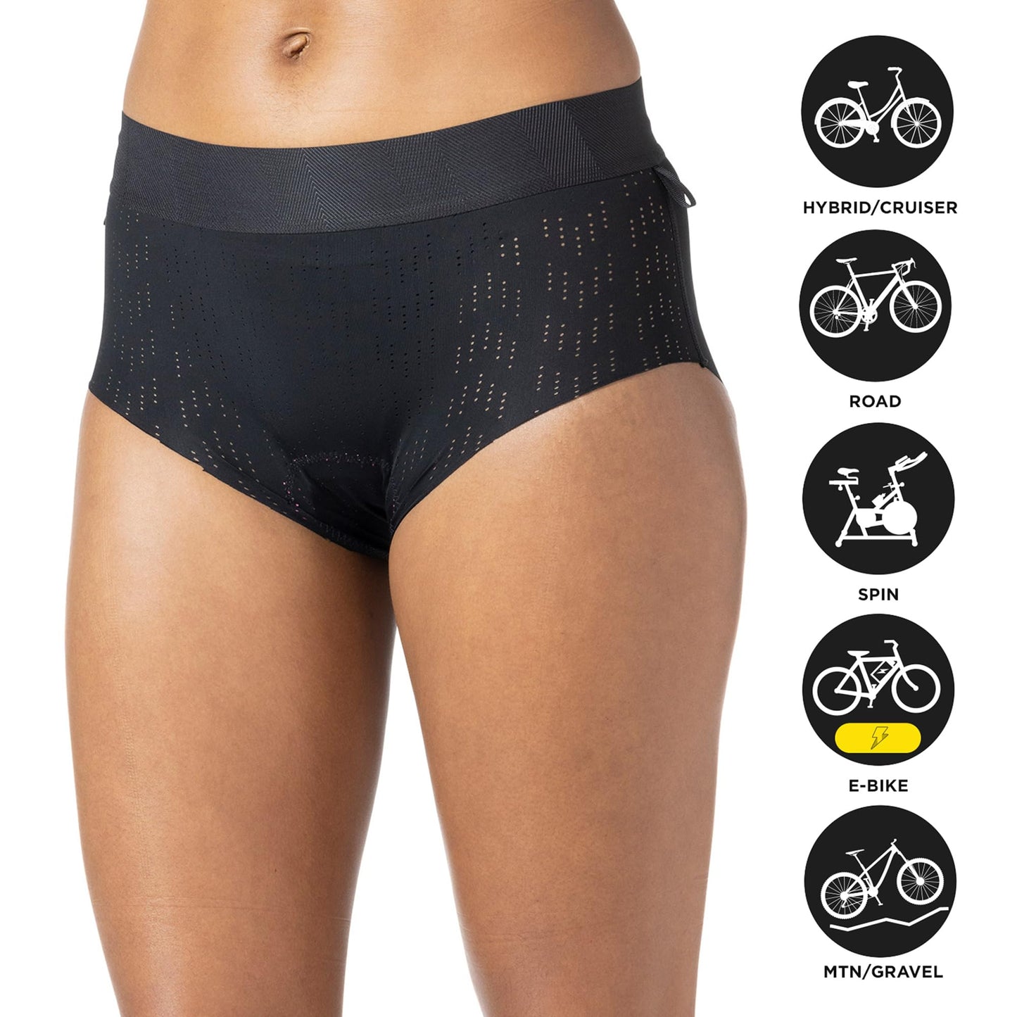 Terry Cyclo Brief 2.0 Bike Liner - Women's No-Show Breathable Padded Cycling Underwear - 2 inch Inseam