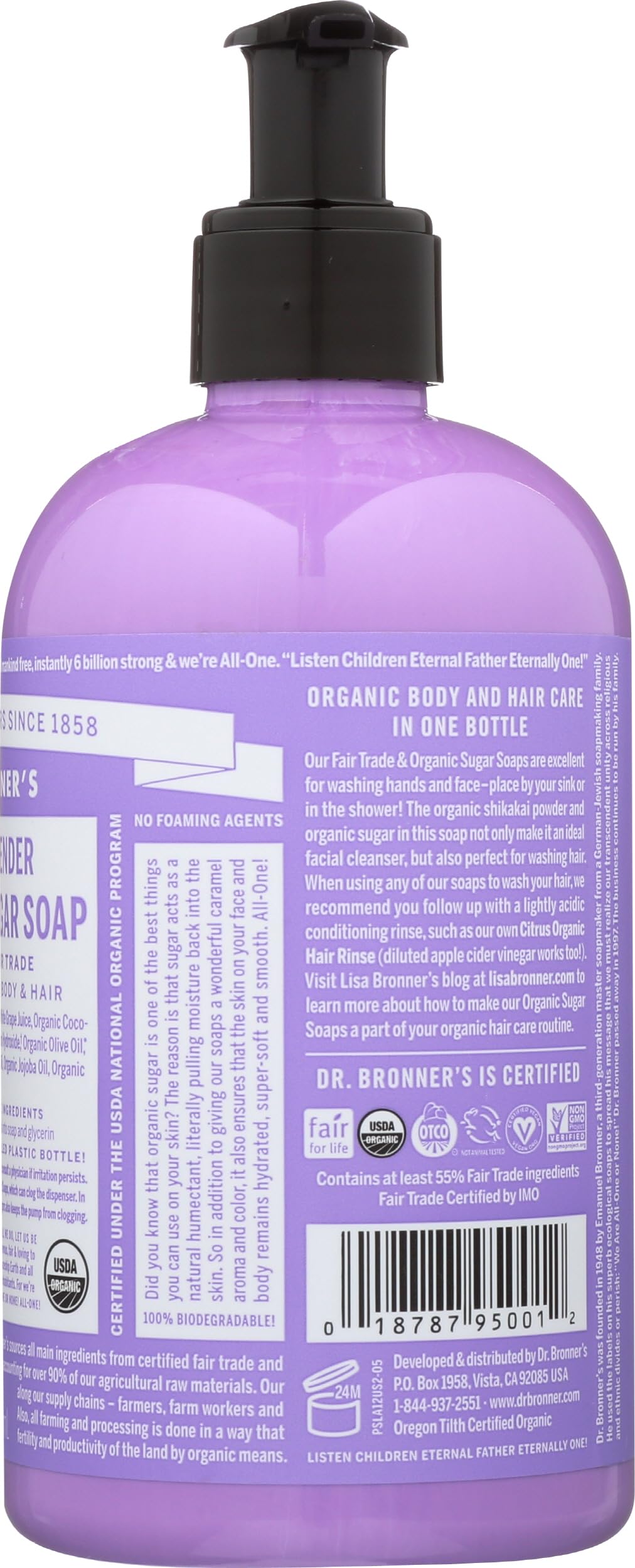 Dr. Bronner 4 in 1 Sugar Soap, Lavender, 12 Ounce