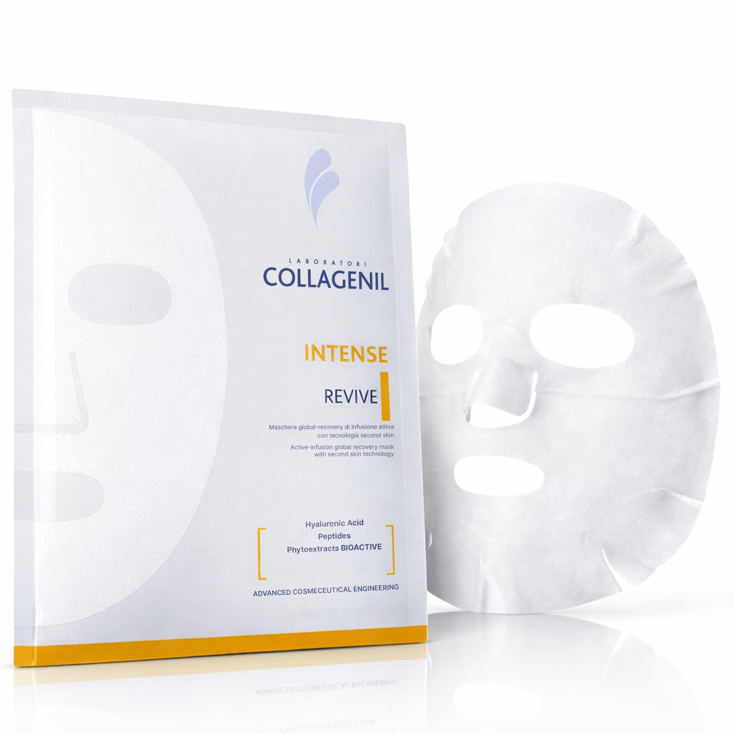 COLLAGENIL Intense Revive Global Recovery Face Mask, Hyaluronic Acid & Peptide Complex, Brightening & Moisturizing, Post-Treatment Care, Single-Use Lyocell Masks, 0.6 fl oz, 3 Count