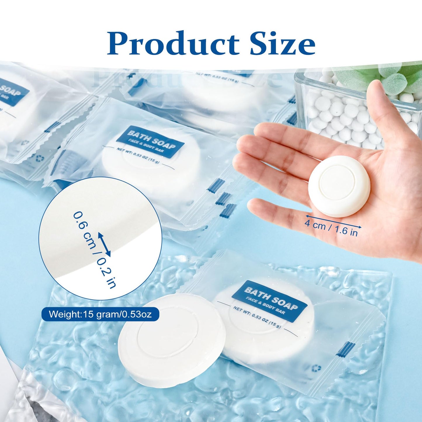 HAIFOTRVA 200 Pack Mini Travel Size Bar Soap Bulk,0.53 oz/15 grams Individually Wrapped Round Small Disposable Hotel Soap Bars Toiletries for Church,Homeless Gifts,Bathroom,Guest