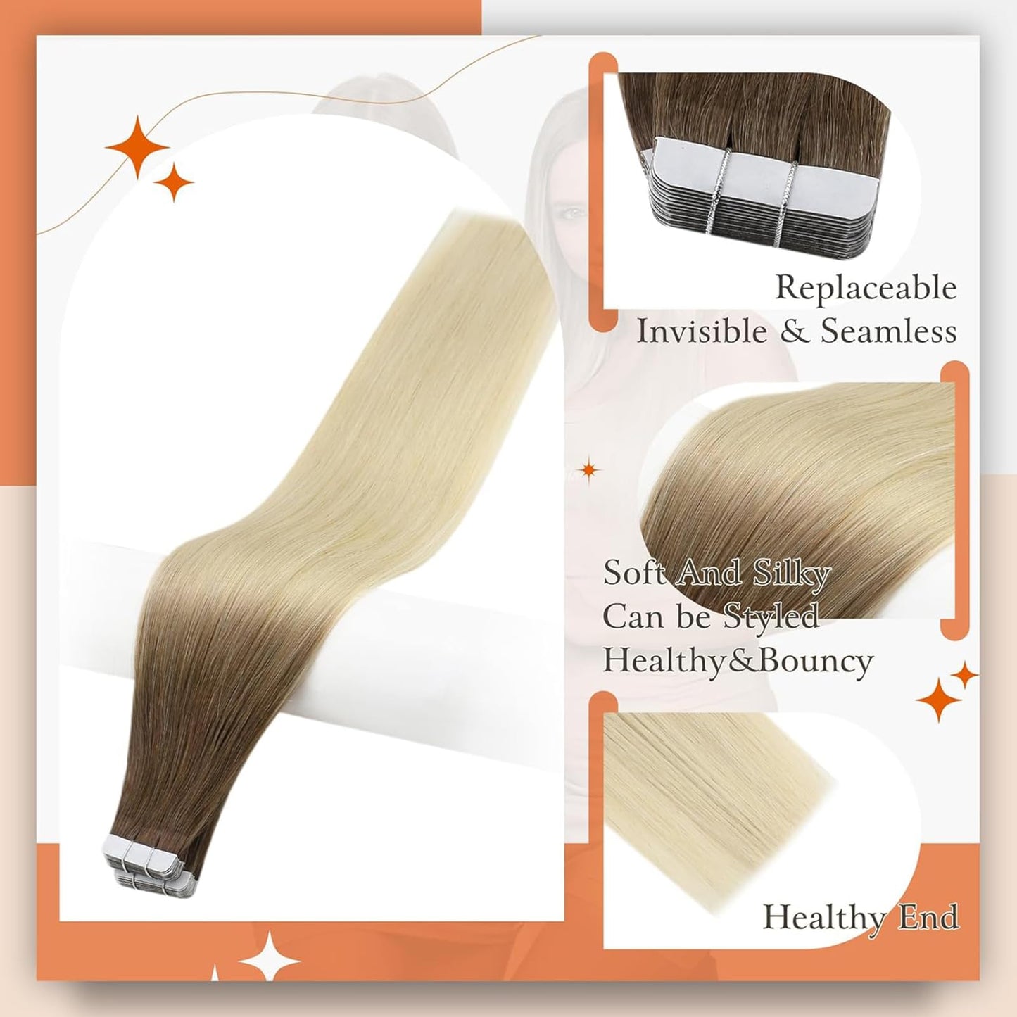 Full Shine Tape in Hair Extensions Human Hair Color 3/8/613 Tape in Extensions 12 Inch Short Hair Extensions Tape in 30 Gram Seamless Tape in Hair Extensions Real Human Hair 20Pcs Straight Hair