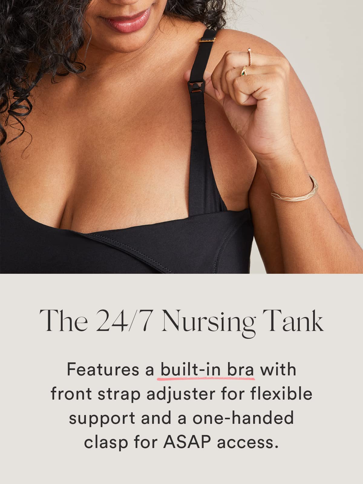 HATCH Clip Down Nursing Tank Top - Easy Access Nursing Tank Tops with Built in Bra - Adjustable Front Strap Maternity Tank Top for Flexible Support - On The Go or in Bed - Black, Small
