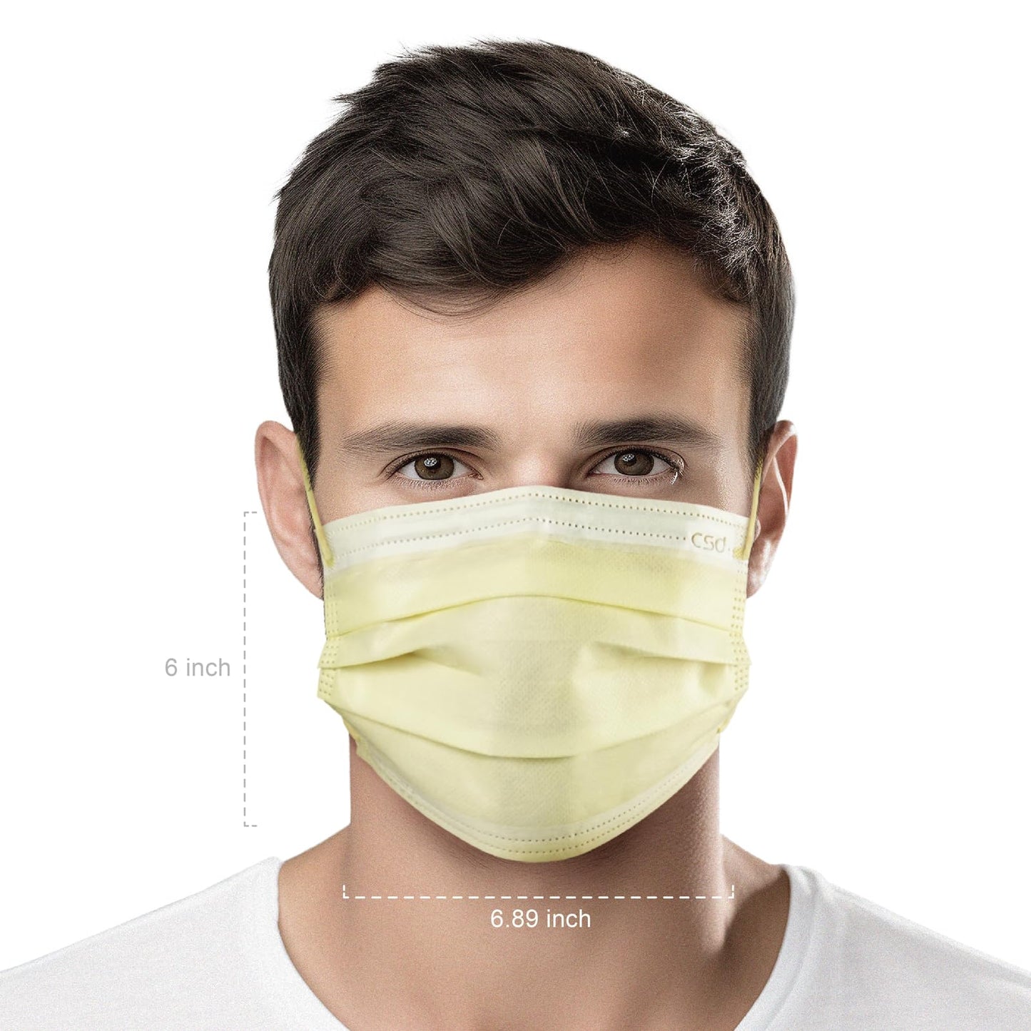 CSD Colo 30 Pcs Yellow Disposable Face Masks, 3 Ply Adult Mask with Elastic Ear Loop, Nose Bridge Clip, Breathable Comfortable Mask Great for Indoor, Outdoors Use (Calla Yellow)