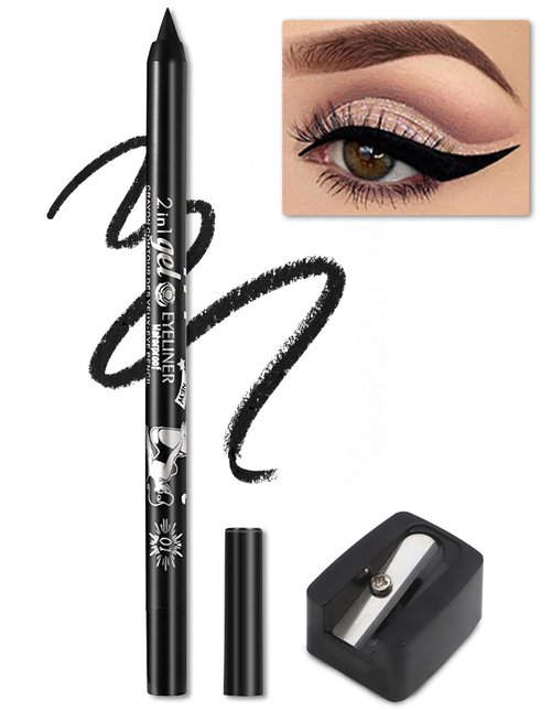 Erinde Waterproof Gel Eyeliner Pencil, Long-Lasting Sharpenable Eye Liner Pen, Waterline Gel Eyeliner Pencil, Ultra-Smooth Creamy Application, Smudge-Proof, Matte Finish, Black