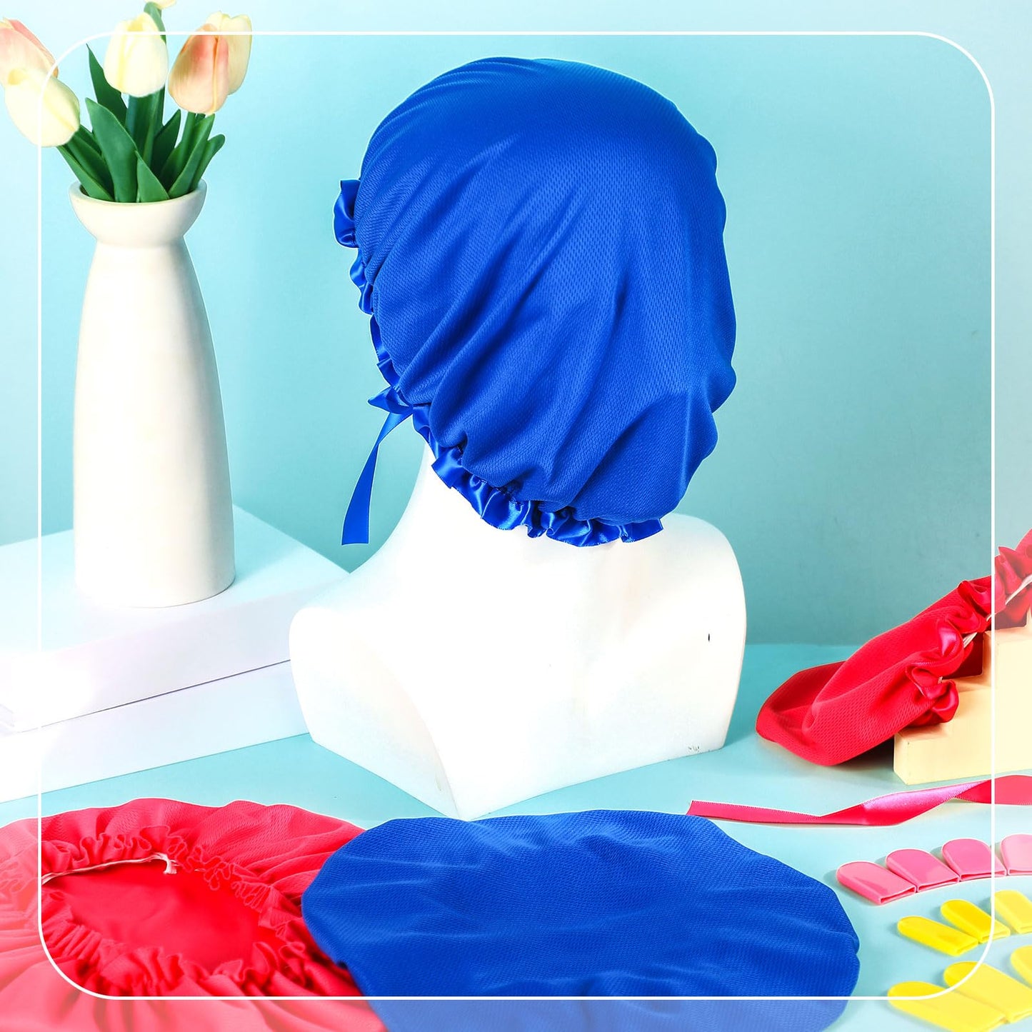 Chicingyou 44 Pcs UV Protection Tanning Bed Accessories Include 4 UV Protection Tanning Face Cover Hair Bonnet Cap Set 40 Pcs Protective Nails Tips Toe Cover for Women