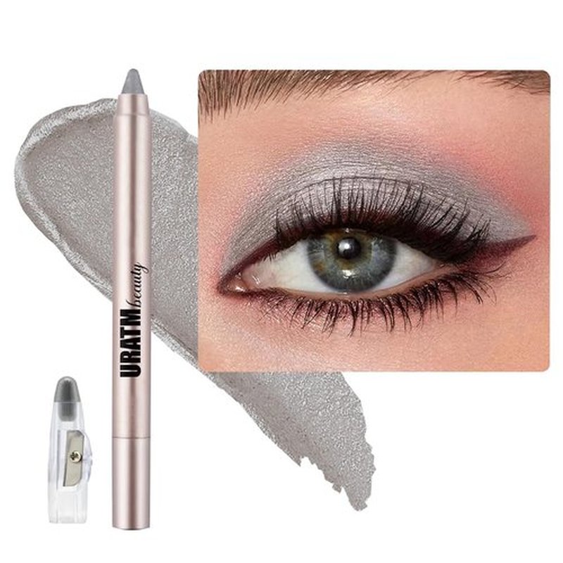 Daeuwiutr Eyeshadow Stick Highlighter Eye Liner,Eye Brightener Stick, Shimmer Creamy Eye Shadow Sticks, Waterproof Eyeshadow Pencil Long Lasting Eye Shadow Makeup #A01 Gray Silver