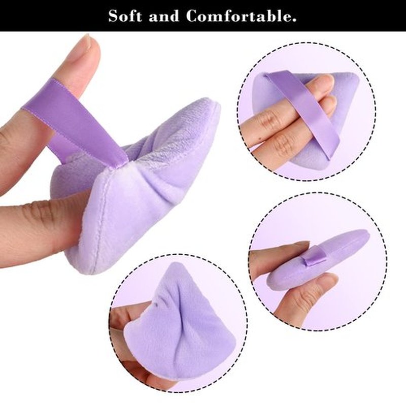 RAREIUS 8pcs Triangular Powder Puff Face Soft Velvet Makeup Puff for Loose Powder Body Powder Makeup Sponge for Contouring Wet Dry Foundation Blender Sponge Beauty Makeup Tool.(Purple)