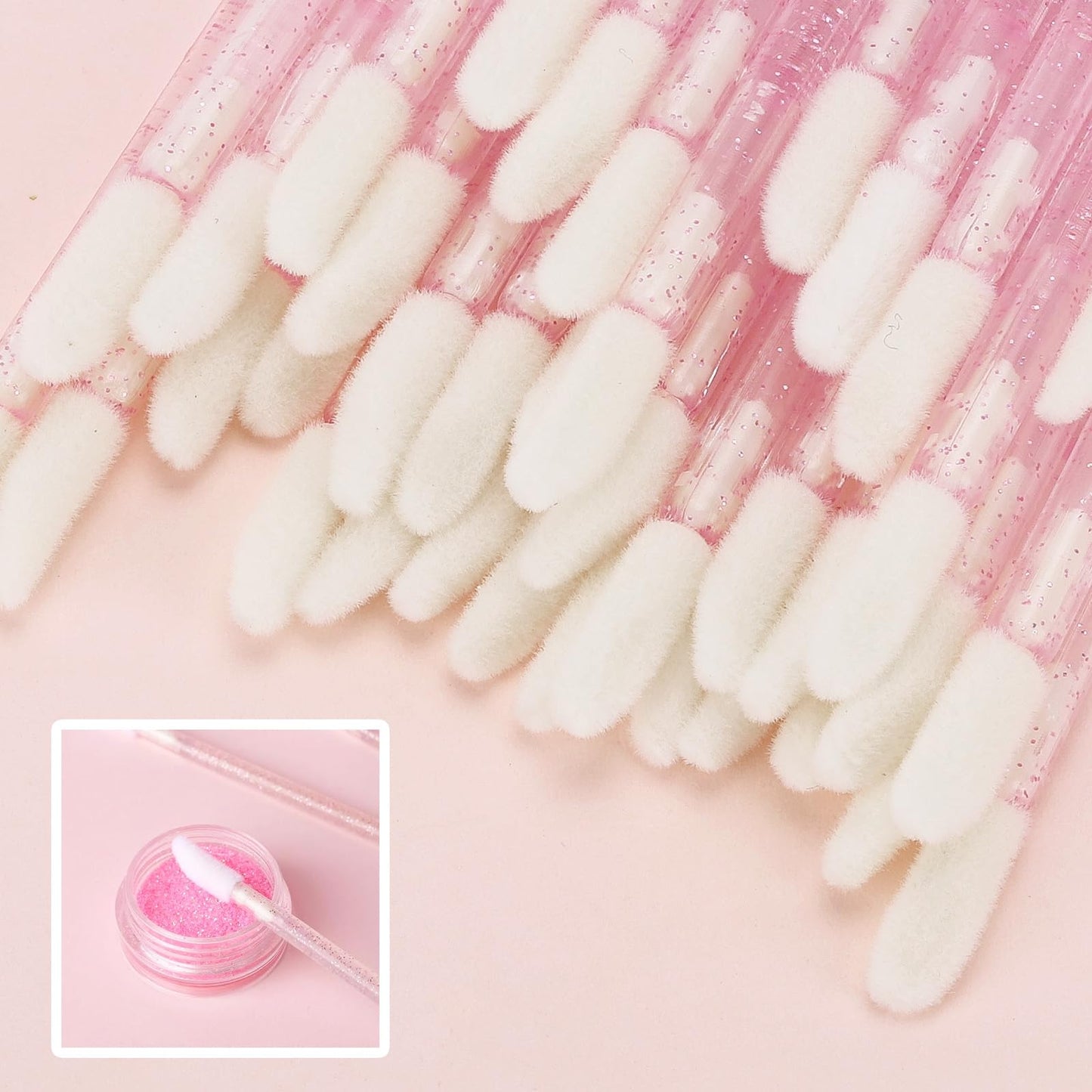 Tbestmax 500 Lip Applicators Disposable Lip Brushes Crystal Lipstick Lip Gloss Wands, Pink