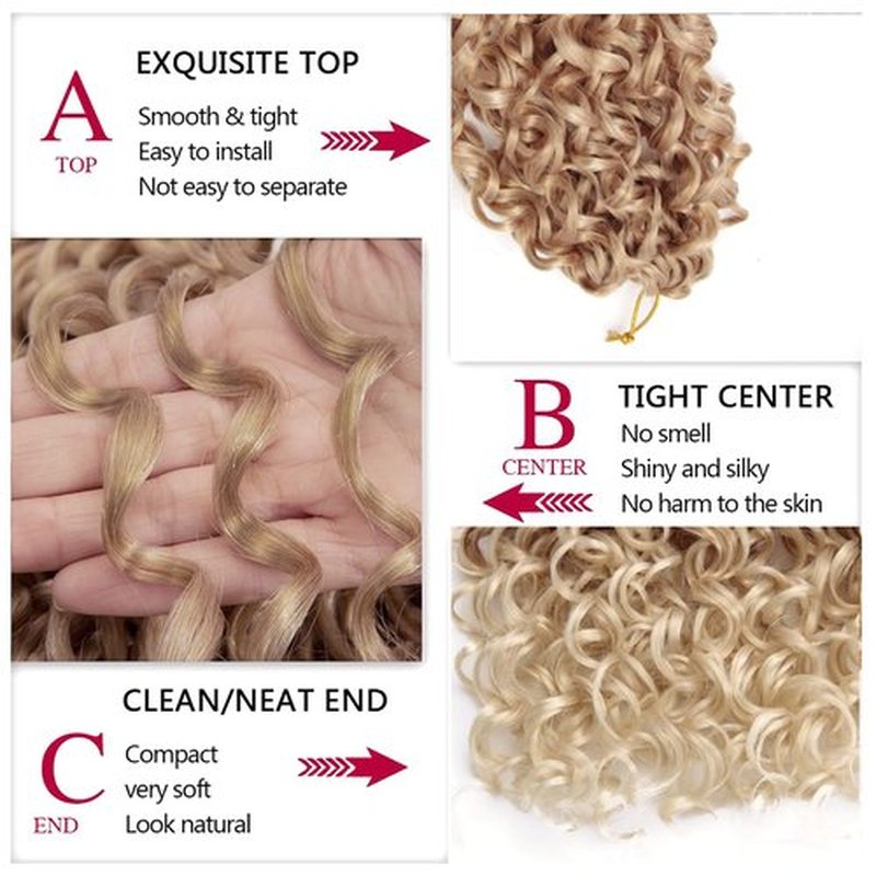 GoGo Curl Crochet hair for Black Women Beach Curl crochet hair Bohemian Crochet Braids Natural Black Deep Wave Braiding hair Extensions (18inch(Pack of 2),27/613)