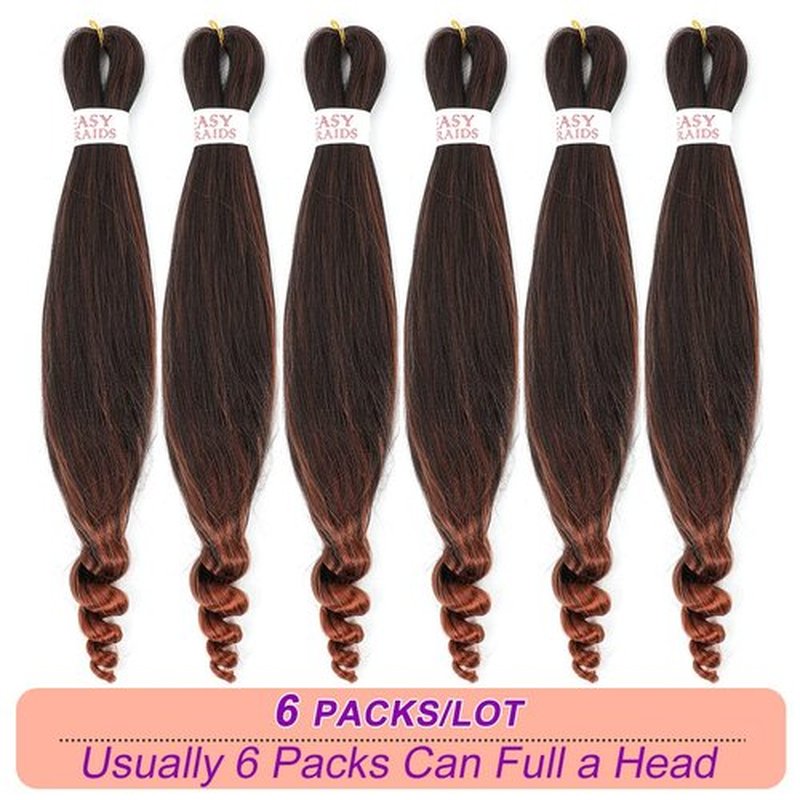 Pre Stretched Braiding Hair Curly Crochet Braids Ginger Easy Braid Crochet Hair Freetress Braiding Hair Pre Stretched Soft Yaki Straight Hair For Braiding (22inch（pack of 6）, T350)