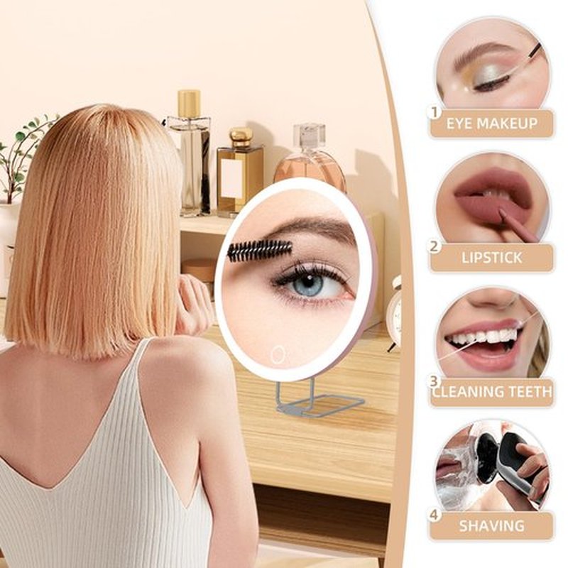 30x Magnifying Mirror with Light Large 6'' Lighted 30x Magnified Mirror with Suction Cups & Table Stand, Travel Magnifying Mirror 30x with light High Magnification Makeup Mirror with Tweezers Scissors