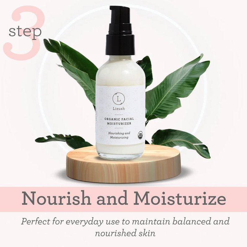 Lizush Organic Handmade Facial Products - Facial Cleanser, Toner, Moisturizer, Oil for a Healthy and Glowing Complexion - Complete Skin Care Products for Daily Use (Facial Moisturizer)