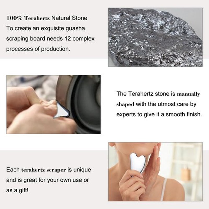 FSwsawX Terahertz Stone Gua sha Facial Tool，Natural Terahertz Gua sha Board