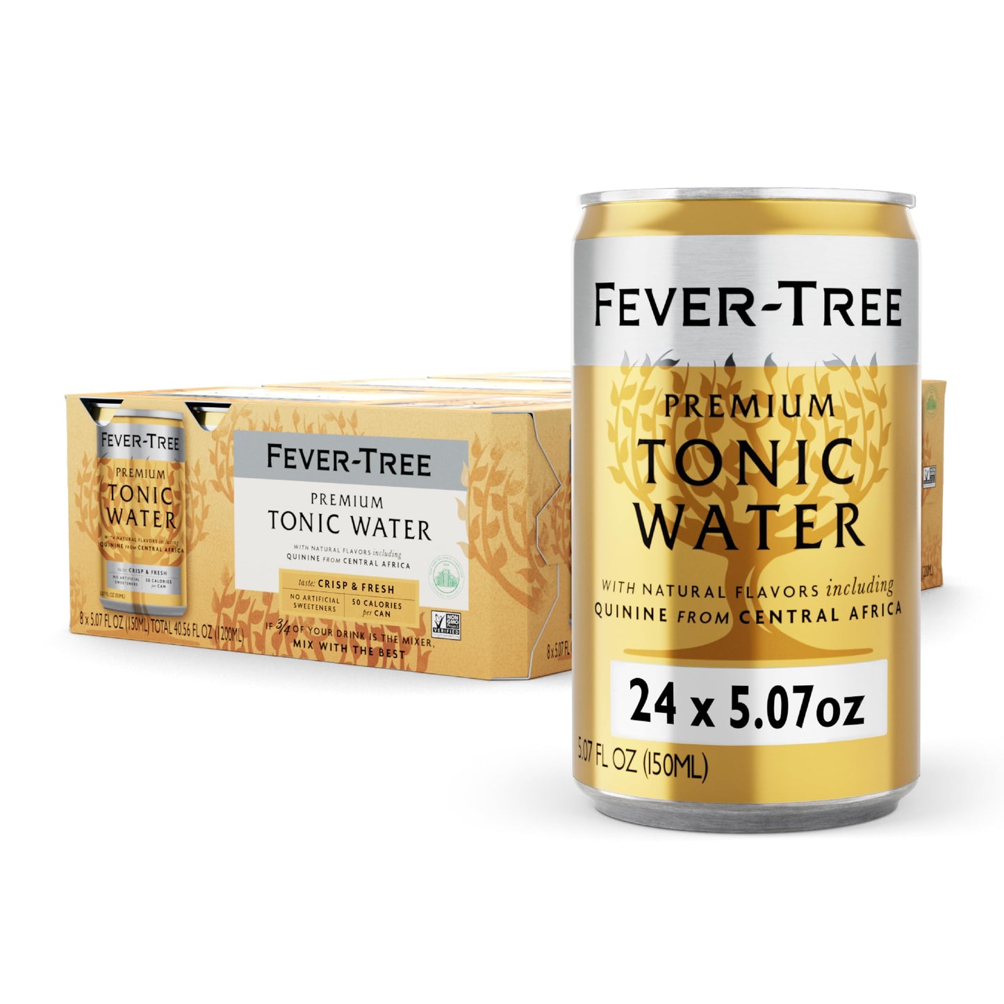 Fever-Tree Tonic Water – Premium Mixer for Cocktails and Mocktails, 24 x 5.1 Cans – Naturally Sourced, Non-GMO
