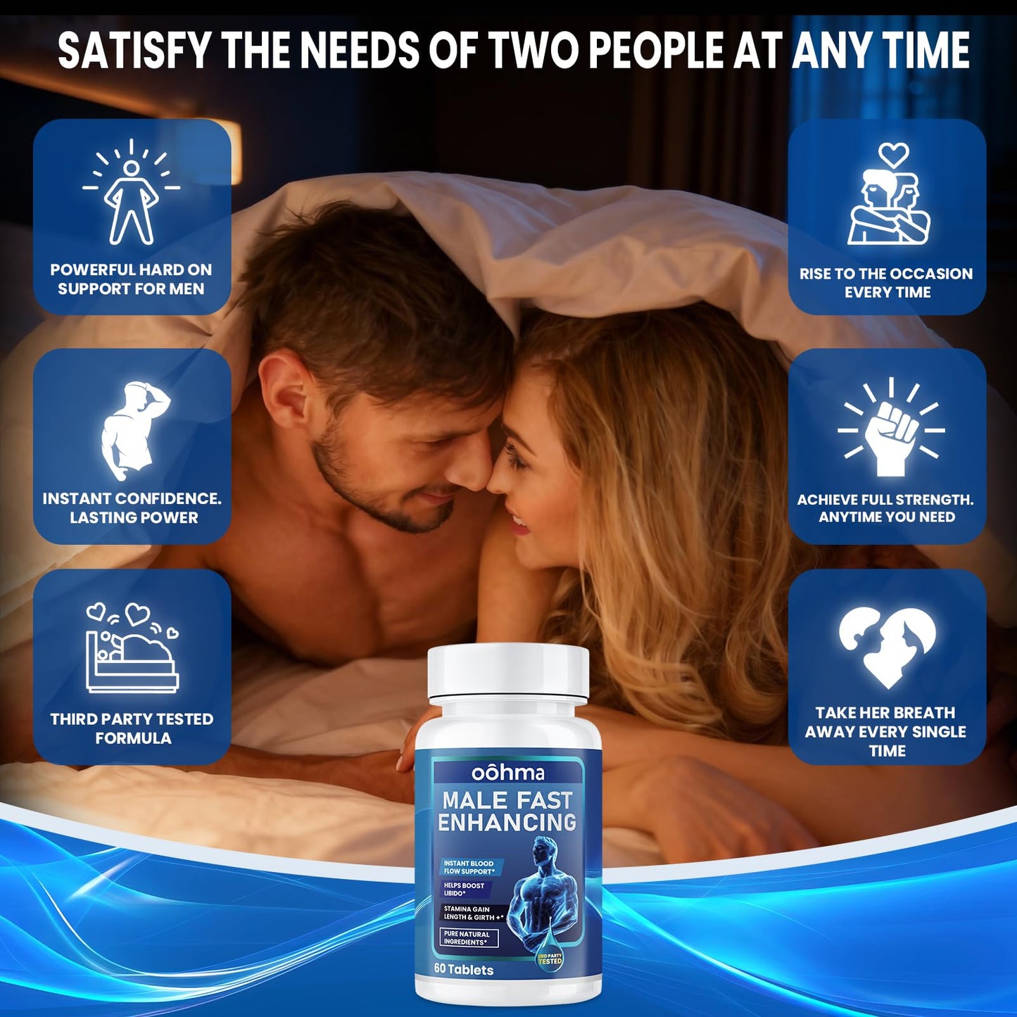 Oohma New Male Enhancing Supplement, Designed to be Fast Acting for Blood Flow to Gain Length & Girth + Stamina, Maca, Epimedium, and Other Natural Ingredients, 3rd Party Tested Supplement 60 Tablets
