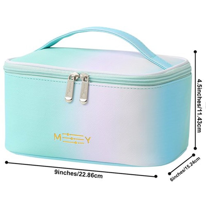Gradient Makeup Bag Small Cosmetic Bags for Women Ladies Zipper Pouch Makeup Organizer Waterproof Cute Green Pink Blue(Rainbow Green)