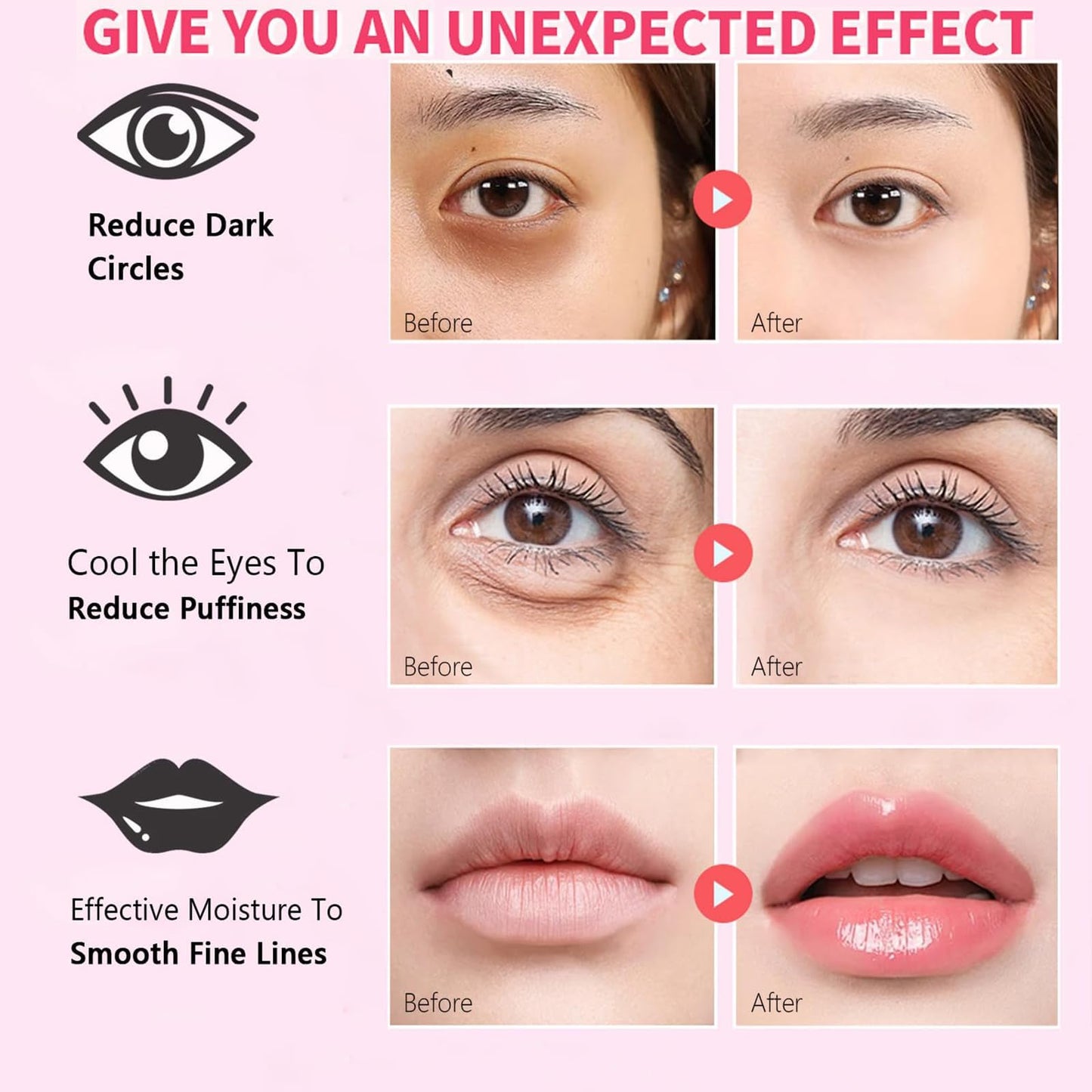 YiJiaBa 30 Pairs Eye Masks & Lip Masks, Blueberry Smooth Moisturizing Under Eye Mask, Moisturizing Lip Mask Pink for Puffy Eyes Bags,Dark Circles,Puffiness,Fine Lines,Wrinkles,Anti-Aging