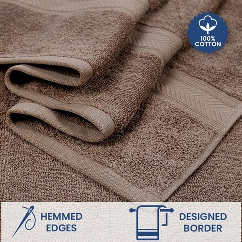 Casa Lino 4 Pack Bath Towels (27x54), 100% Pure Cotton, Luxury Bath Towels, Lightweight & Highly Absorbent, Quick Drying Towels for Bathroom, for Daily Use Bathroom, Brown