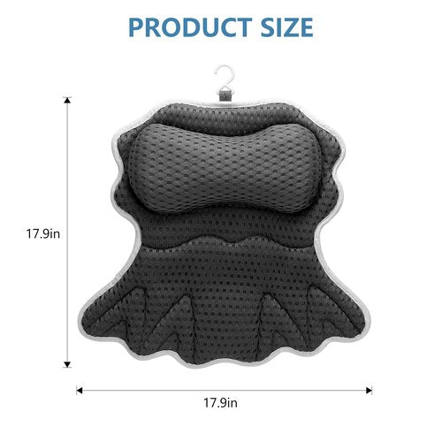 SetSail Bath Pillow, Relaxing Bath Pillows for Tub Neck and Back Support Soft 4D Breathable Air Mesh Ergonomic Bathtub Pillow with 6 Strong Suction Cups and Hook Luxury Bathroom Accessories,Black