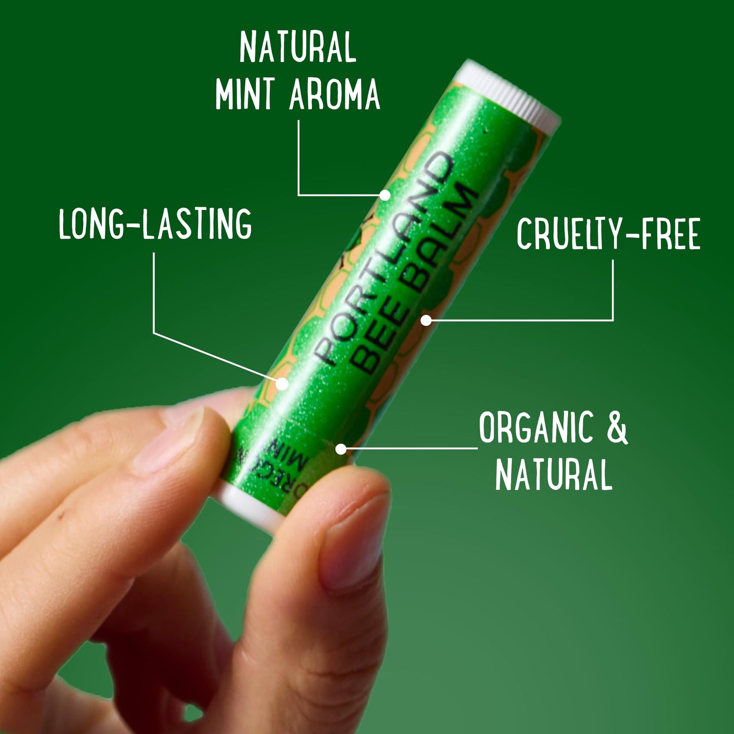 Portland Bee Balm All Natural Handmade Beeswax Lip Balm with Organic Coconut and Olive Oil (Oregon Mint) - 24 Count | Natural Lip Balm, Cruelty Free, Plastic Neutral, | Organic Lip Balm