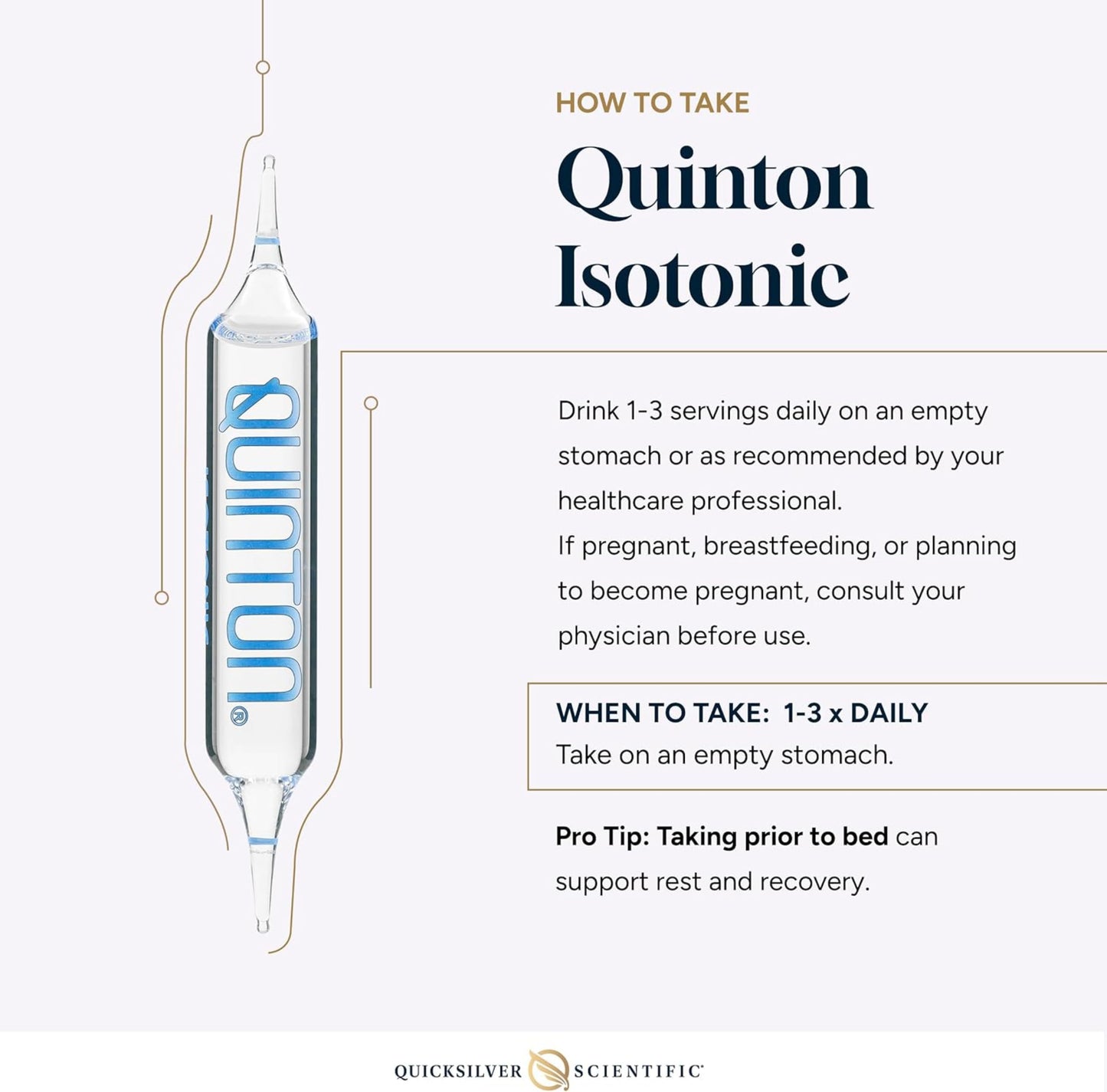 Quicksilver Scientific Original Quinton Isotonic Solution with Sea Water Minerals + Alpine Spring Water - Liquid Hydration, Electrolyte + Multi Minerals Supplement (30 Single Serving Vials)