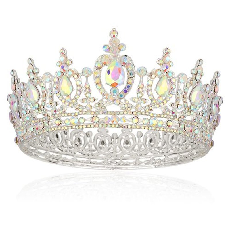 COCIDE Queen Crown for Women Crystal Tiara and Crown for Girl Rhinestones Hair Accessories for Wedding Bride Birthday Party Prom Bridal Bridesmaid (Aurora Borealis + Silver Tiara)