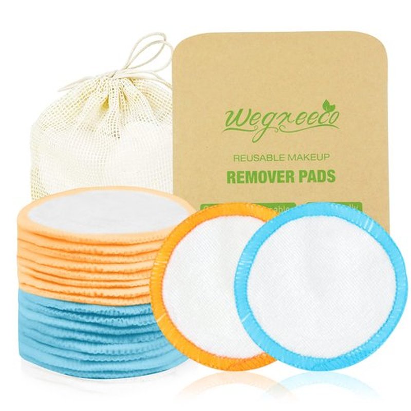 wegreeco Cotton Rounds Reusable - 16 Pack Reusable Makeup Remover Pads - Cotton Cloth for Removing Makeup - Reusable Facial Pads Cotton Rounds (Velour, Graceful)