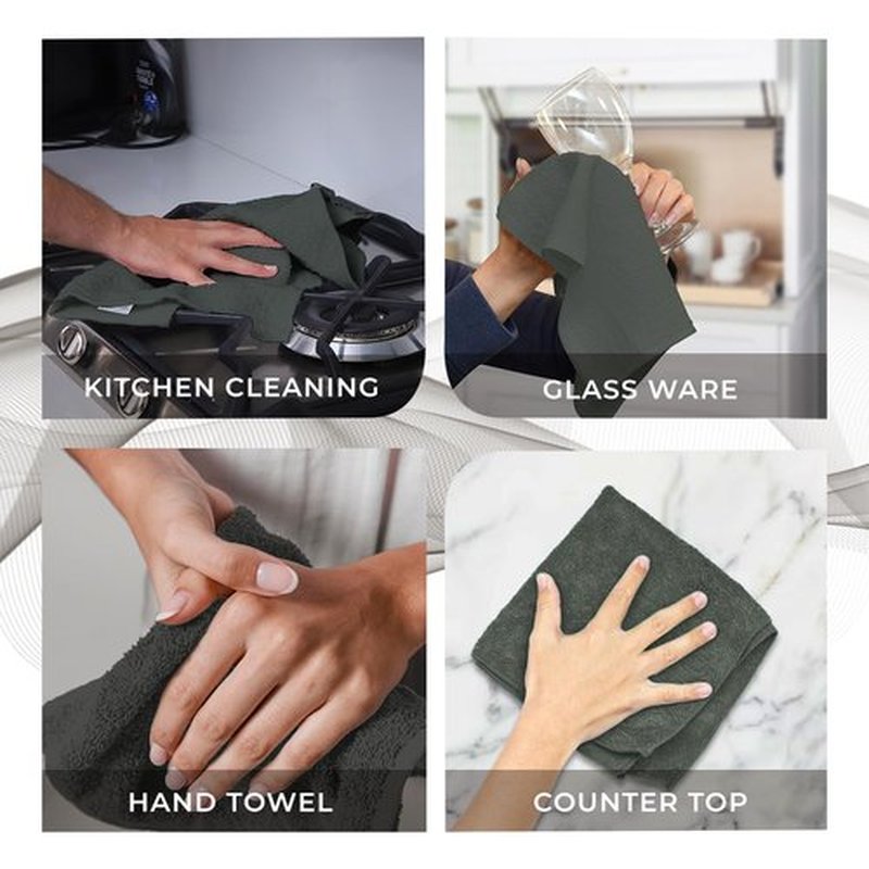 Avalon Towels Cotton Washcloths – (Pack of 60) Size 12x12 Inches, 100% Ring Spun Cotton, Soft & Absorbent Face Towels, Gym Towels, Hotel and Spa Quality, Reusable Fingertip Towels (Gery)