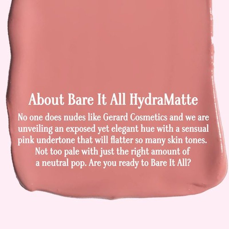 Gerard Cosmetics HydraMatte Liquid Lipstick Bare It All | Mauve Lipstick with Matte Finish | Long Lasting and Non-Drying | Super Pigmented Fully Opaque Lip Color