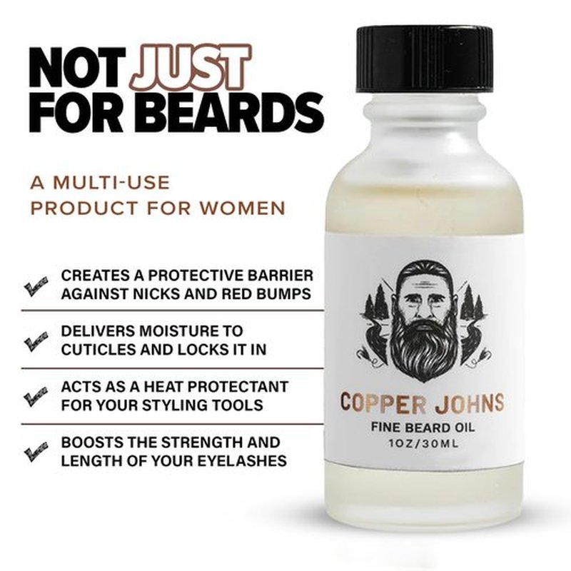 Copper Johns Beard Oil for Men Growth, Castor & Jojoba Oil with Sea Minerals, Increases Softness & Control for Fuller-Looking Beard, Mens Beard Oil, Barbershop-Warm Wood & Bay Rum, 1 oz