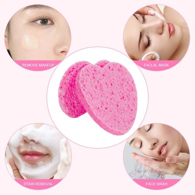 150-Count Heart Shape Compressed Facial Sponges, 100% Natural Cosmetic Spa Sponges for Facial Cleansing for Daily Facial Cleansing, Exfoliating Mask, Makeup Remover. Ideal for Home and Travel.