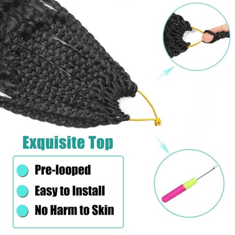 9 Pack Boho Box Braids Crochet Hair - 18 Inch Pre-looped Goddess Box Braids Crochet Hair Bohemian Crochet Boho Crochet Braids With Curly Ends Synthetic Crochet Hair For Women（18 Inch,2#)