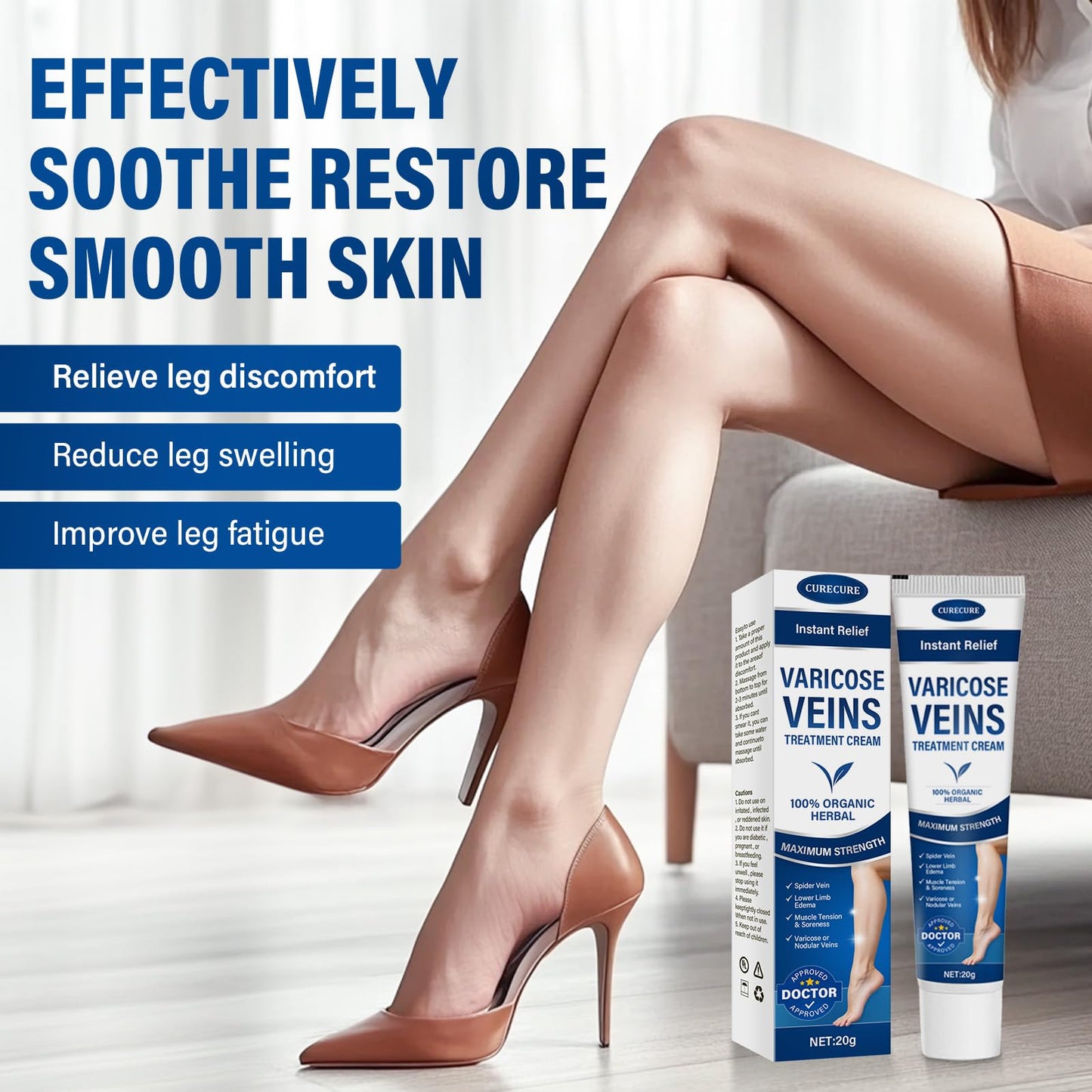 CURECURE Varicose Veins Treatment for Legs, Varicose Veins Treatment Cream- Improves Blood Circulation, Reduces Varicose Veins and Heaviness, 2 Count